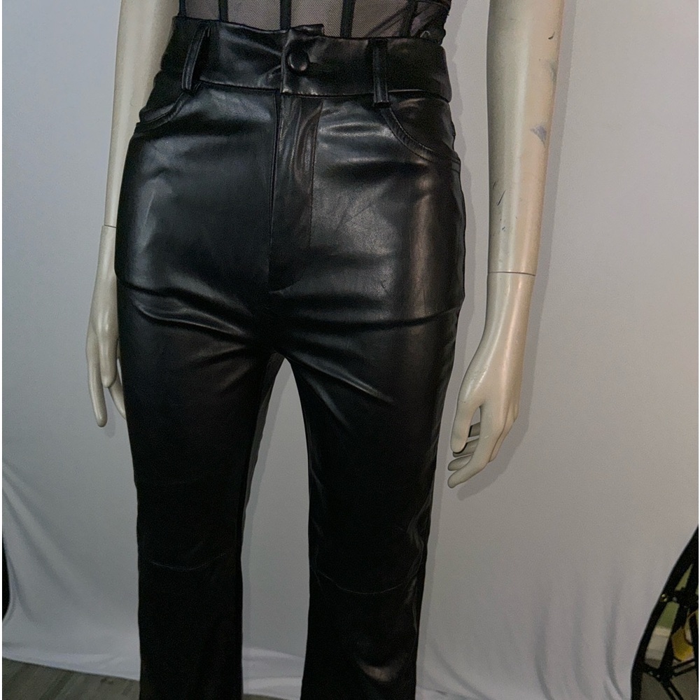 leather look pants